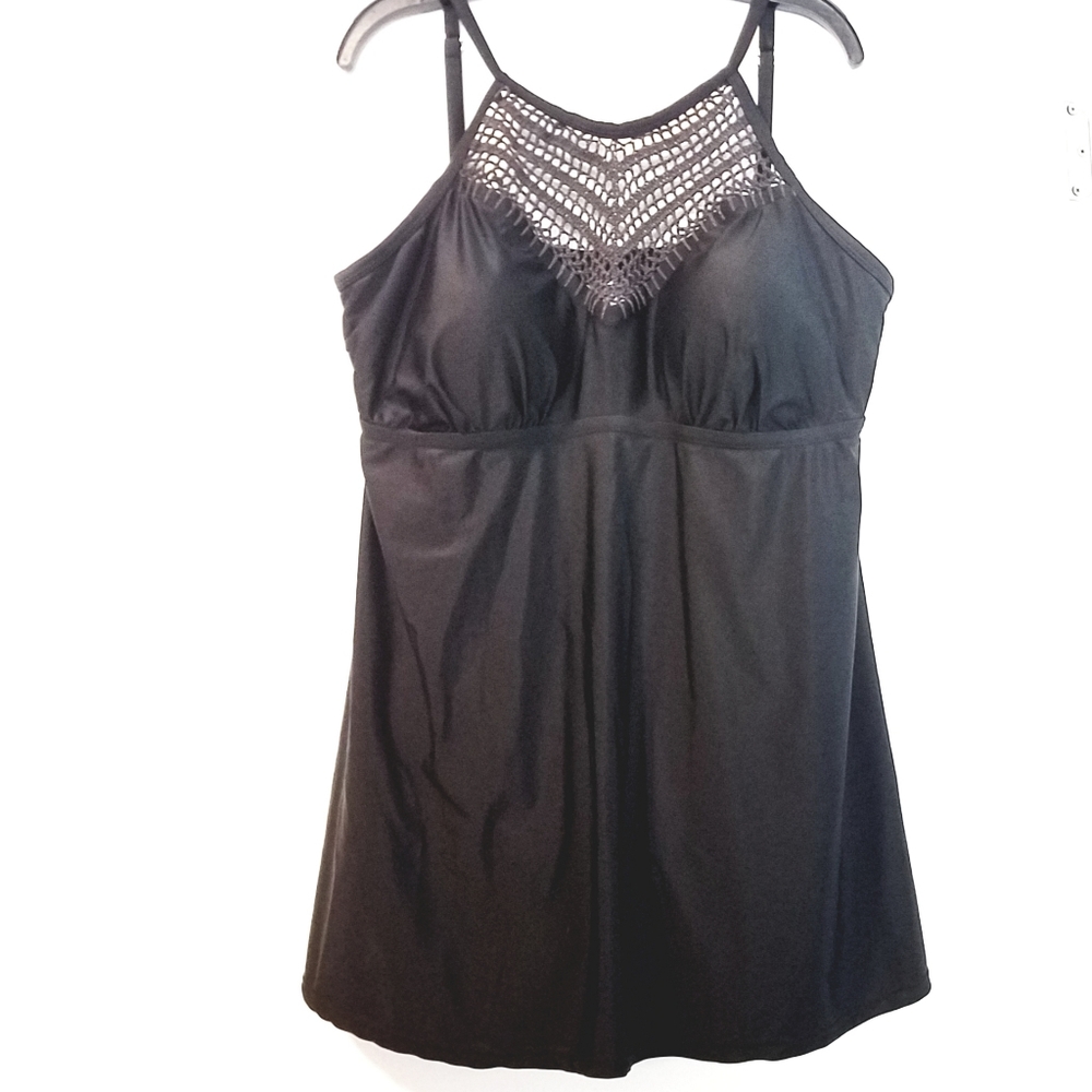 22 Swimsuits for All High Neck Macrame Swim Dress
